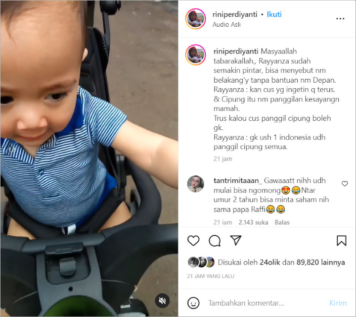 Belum Setahun, Video Rayyanza Putra Nagita Slavina Tolak Dipanggil Cipung Bikin Gemas