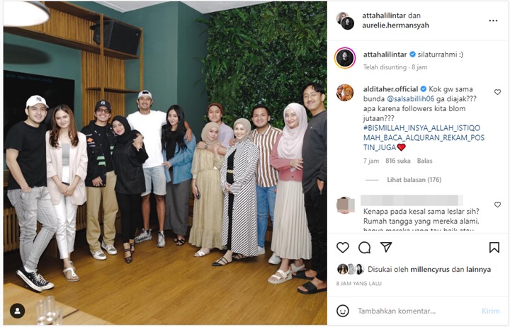 Atta Halilintar Ikut Pajang Foto Bareng Geng Artis Aurel, Komentar Nyesek Aldi Taher Bikin Salfok