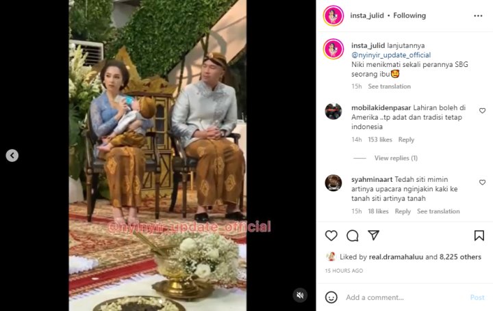 Nikita Willy Gelar Tedak Siten Baby Izz, Penampilan Berkebaya Disebut Mirip Eks Bambang Trihatmodjo