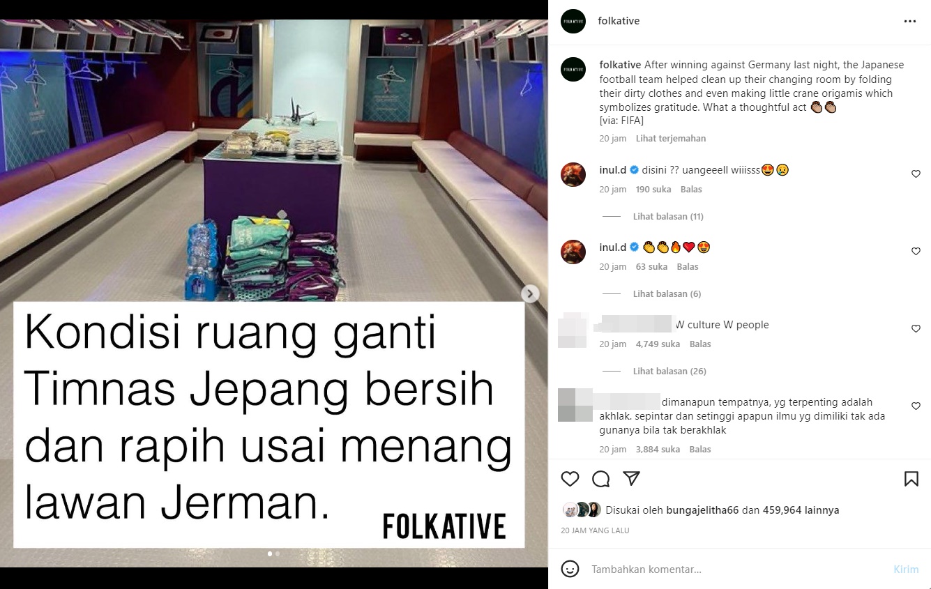 Inul Daratista Soroti Sikap Timnas Jepang di Ruang Ganti World Cup 2022