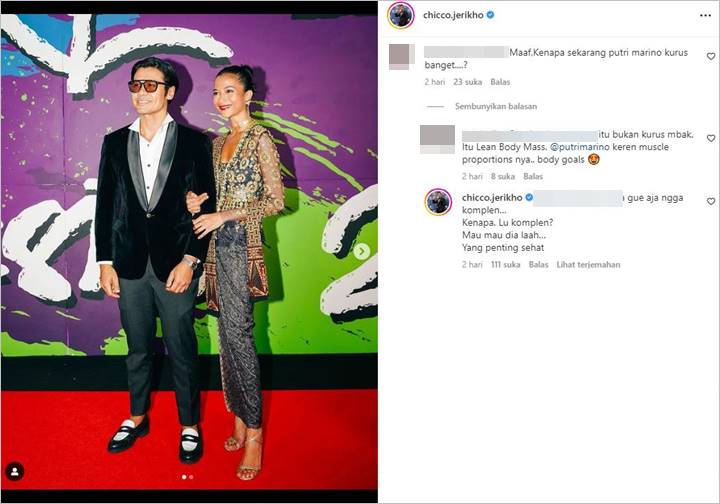 Putri Marino Dinilai Kelewat Kurus, Jawaban Chicco Jerrikho Pedas