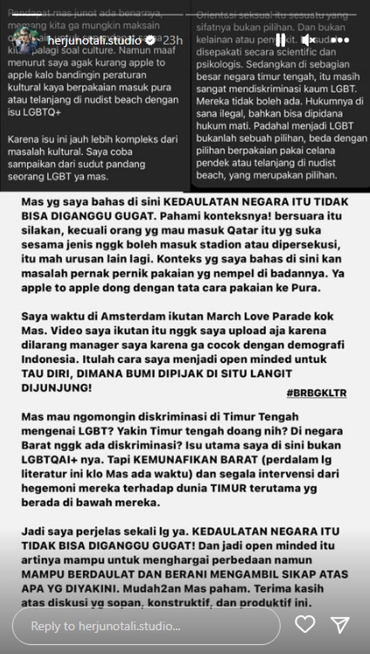 Herjunot Ali Menggebu-gebu Debat Soal Larangan LGBT di Piala Dunia Qatar 2022