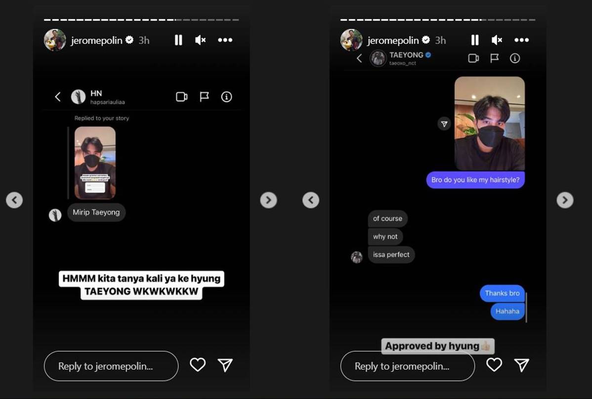 Interaksi Taeyong NCT dan Jerome Polin di Instagram