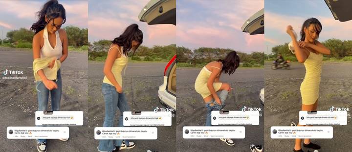 Viral Aksi Erika Carlina Ganti Baju di Pinggir Jalan, Bentuk Badan Curi Perhatian