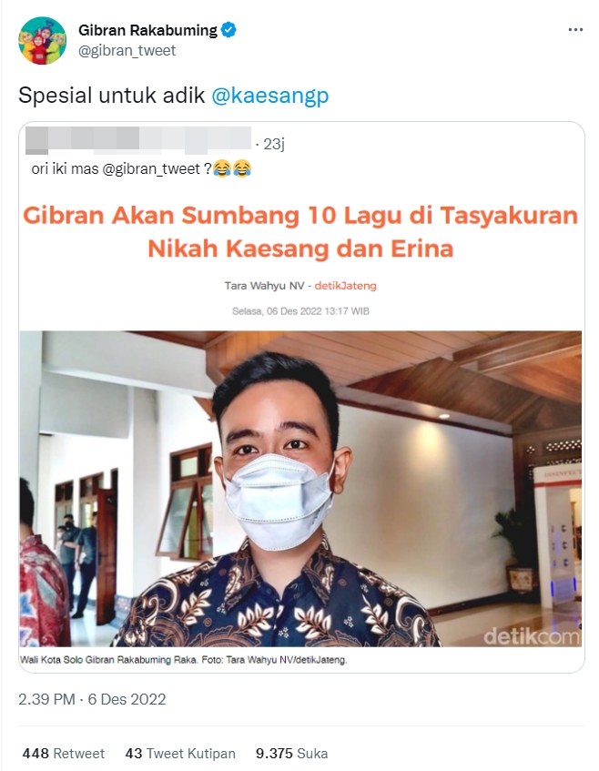 Kaesang Pangarep Bakal Dapat Hal Spesial dari Gibran Rakabuming di Pernikahannya