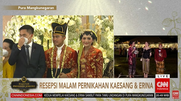 Kaesang Pangarep Kenakan Tutup Kepala Khas Sultan Mataram di Resepsi Malam