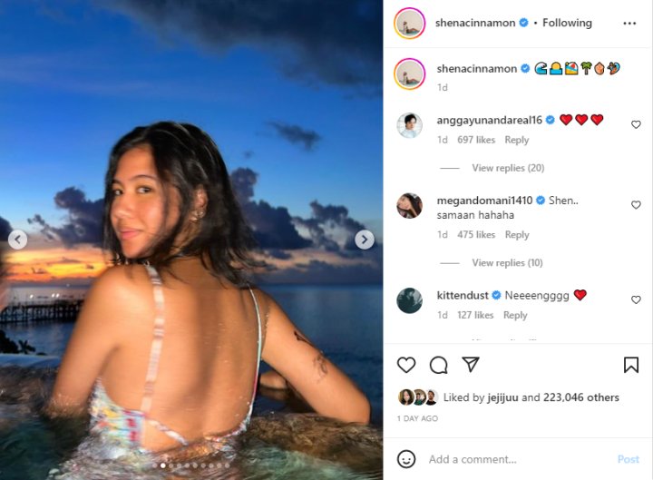 Shenina Cinnamon Tampil Seksi Pakai Swimsuit Bareng Angga Yunanda, Tato Bikin Salfok