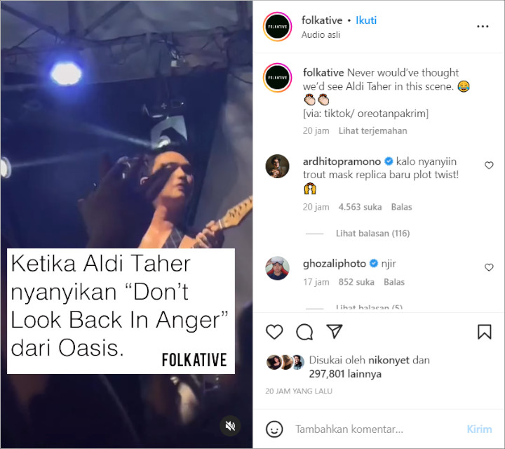Aldi Taher Banjir Pujian Saat Nyanyi Lagu Oasis, Komentar Ardhito Pramono Bikin Salfok