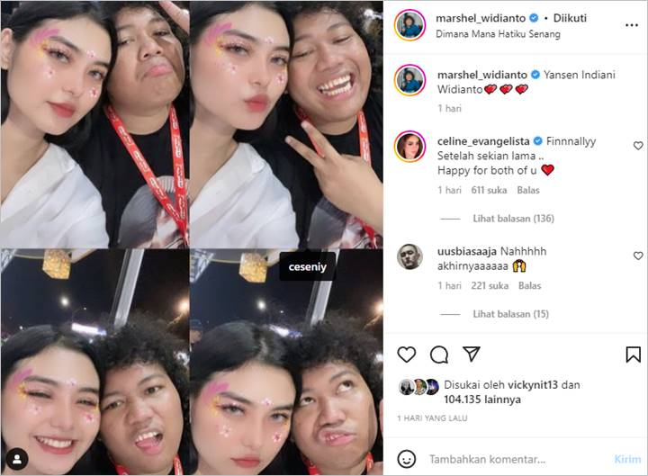 Marshel Widianto Senyum Semringah Bareng Yansen Eks JKT48, Celine Evangelista: Finally