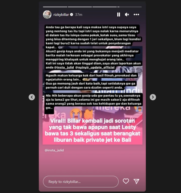 Rizky Billar Geram Usai Dituding Tega Pada Lesti Kejora Gegara Dianggap Tak Mau Bawakan Tas