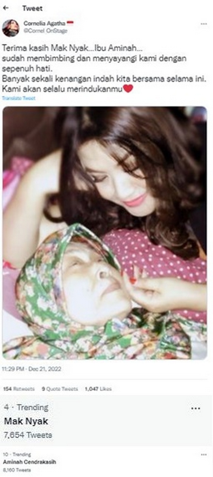 Aminah Cendrakasih Tutup Usia