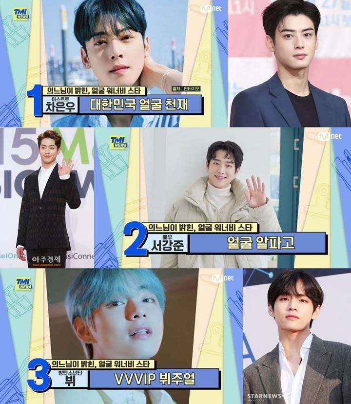 Cha Eunwoo, Seo Kang Joon, dan V BTS Jadi 3 Artis Terganteng Pilihan Ahli Bedah Plastik