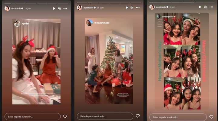 Aura Kasih Ikut Buka Kado di Acara Natalan Seru Bareng Teman-Teman Aura Kasih Ikut Buka Kado di Acara Natalan Seru Bareng Teman-Teman