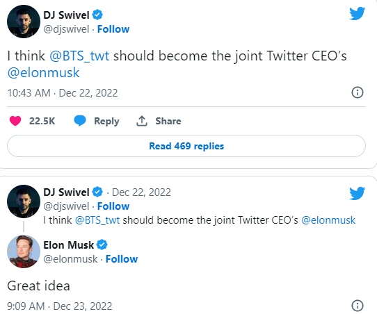BTS Diusulkan Jadi CEO Twitter, Elon Musk Beri Respons Positif