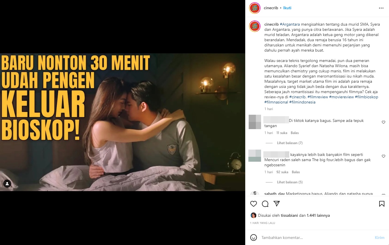 Dibintangi Natasha Wilona dan Aliando, Film \'Argantara\' Tuai Kritik Pedas