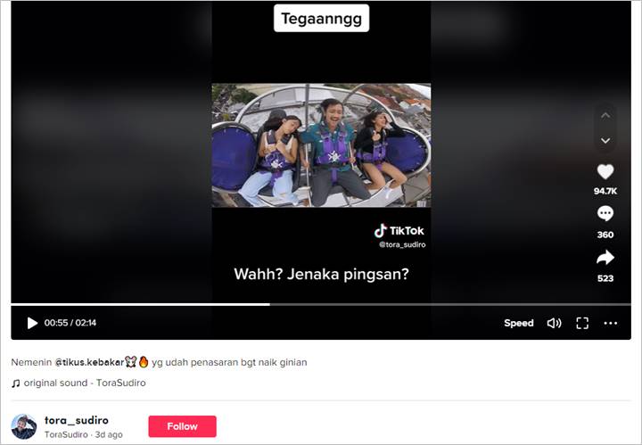 Tora Sudiro Bagikan Momen Sang Putri Sempat Pingsan Saat Naik Wahana Ekstrem