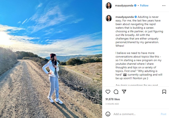 Kerap Dieluh-eluhkan, Maudy Ayunda Bicara Sulitnya Jadi Sosok Dewasa