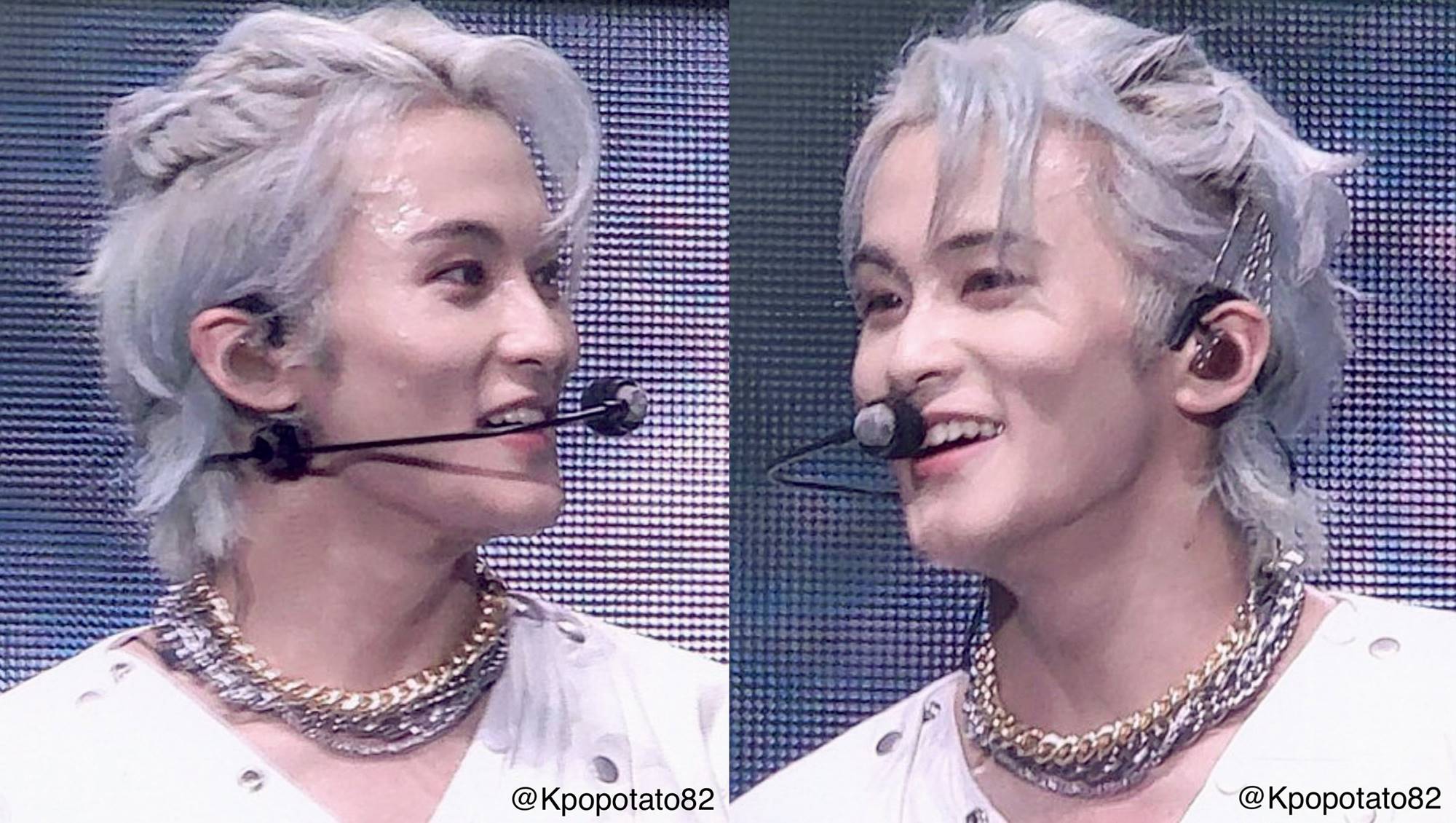 Gaya rambut Mark Lee di konser NCT 127 di Houston, Amerika Serikat
