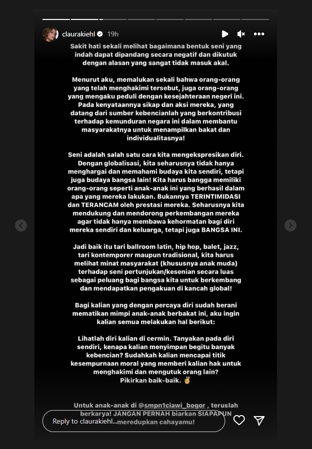 Cinta Laura Beri Pesan Pedas ke Oknum yang Cemooh 2 Pelajar Jago Dansa