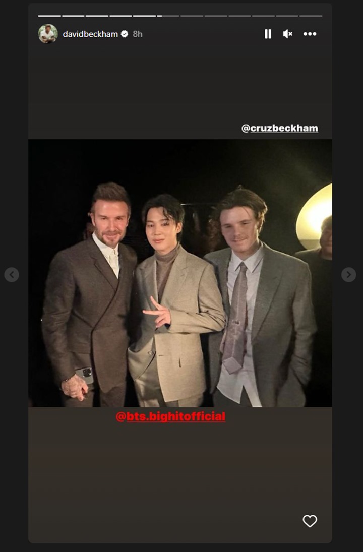 Jimin BTS Debut di InstaStory David Beckham, 2 Bintang Dunia Ketemu Auto Gempar