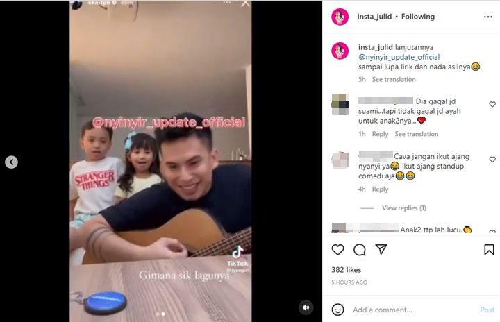 Okin Eks Rachel Vennya Main Gitar Iringi Putrinya Nyanyi Sampai Stres Sendiri