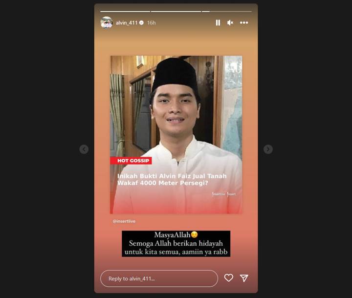 Dituding Jual Tanah Wakaf Seluas 4000 Meter Persegi, Alvin Faiz Kini Bereaksi