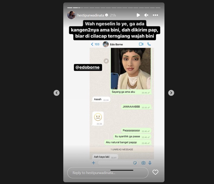 Hesti Purwadinata Spill Chat Kocak Dengan Suami, Selfie-nya Disebut Mirip Laki