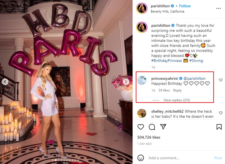 Komentar Syahrini di Unggahan Paris Hilton Banjir Respons Jahat