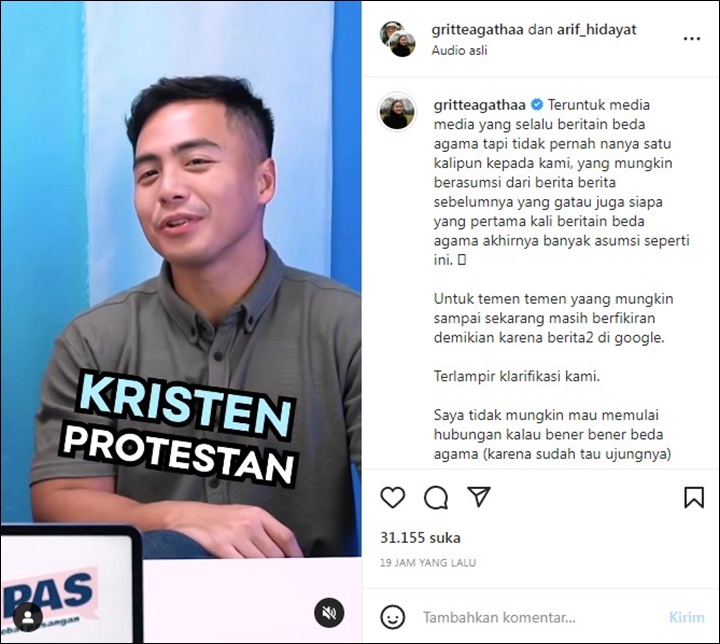 Keyakinan Calon Suami Terkuak, Gritte Agatha Sentil Pihak yang Sebut Hubungannya Beda Agama