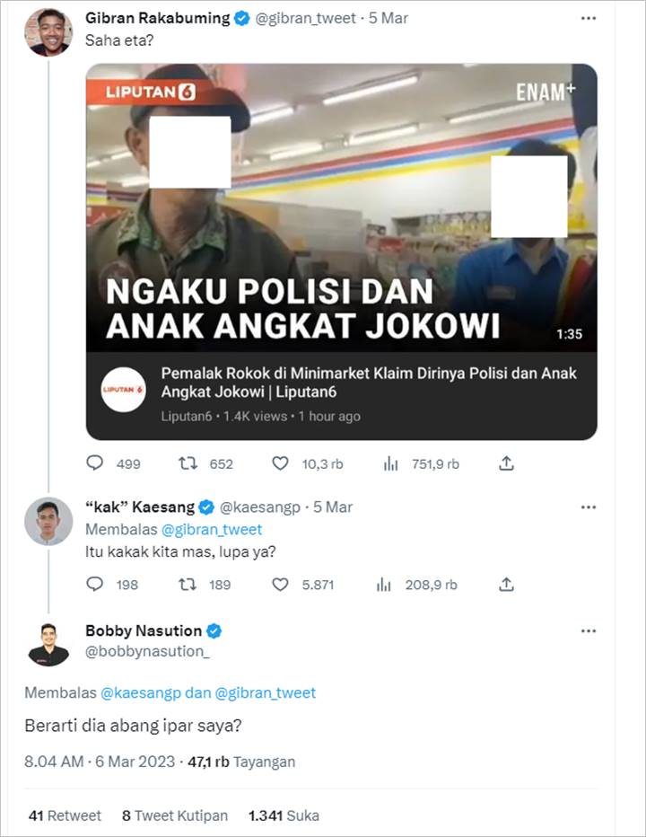 Kocak, Kaesang dan Bobby Nasution Sahut-sahutan Komentari Video Pria Ngaku Anak Angkat Jokowi