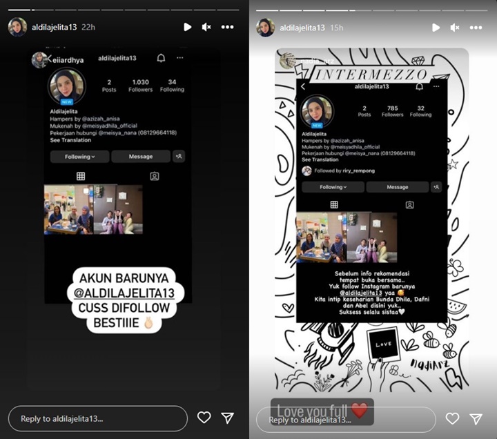 Didesak Netizen, Aldila Jelita Akhirnya Buat Instagram Baru Tanpa Embel-embel Nama Bekti
