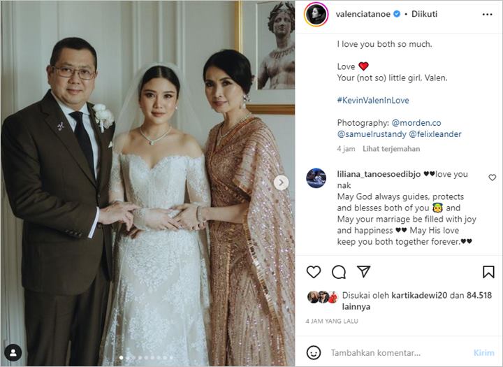 Valencia Tanoe Tulis Surat Mendalam Usai Resmi Menikah, Balasan Liliana Sang Ibu Disorot