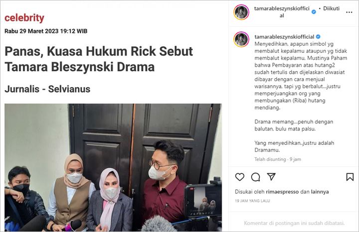 Dituding Drama Oleh Kuasa Hukum Sang Kakak, Tamara Bleszynski: Menyedihkan