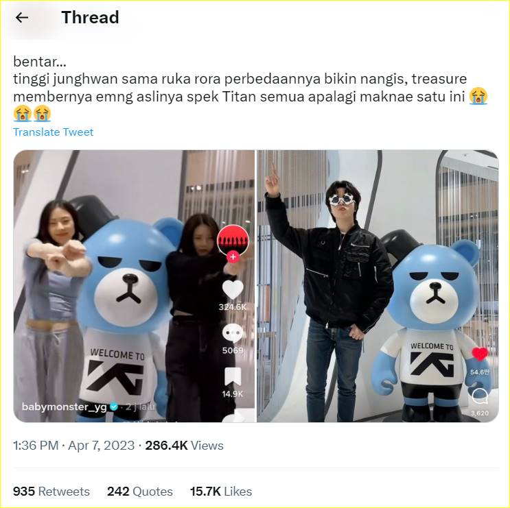 Perbandingan tinggi So Jung Hwan TREASURE dan member BABYMONSTER