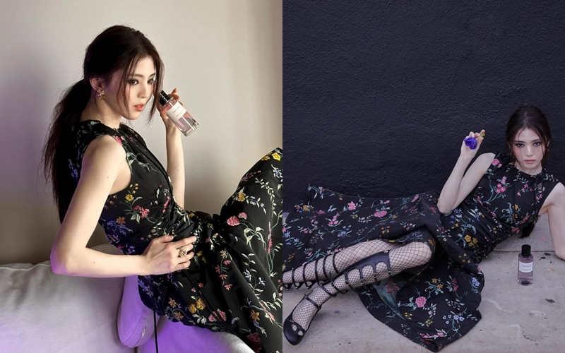 Han So Hee Tampil Memikat Dengan Smoky Eyes dan Gaun Elegan Sambil Pose Rebahan di Jalan