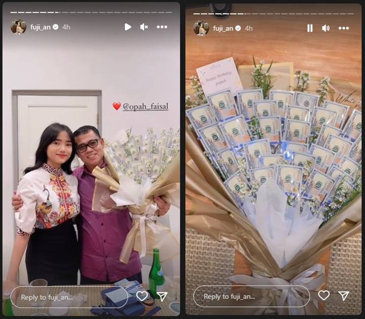 Ucapannya Singkat, Kado Buket Uang Fuji An untuk Ultah H. Faisal Justru Tak Kaleng-kaleng