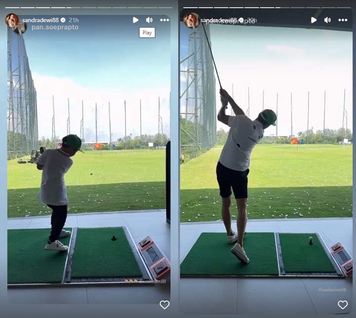 Putra Sandra Dewi Jago Main Golf Saat Perdana Coba, Tatapan Bangga Harvey Moeis Disorot