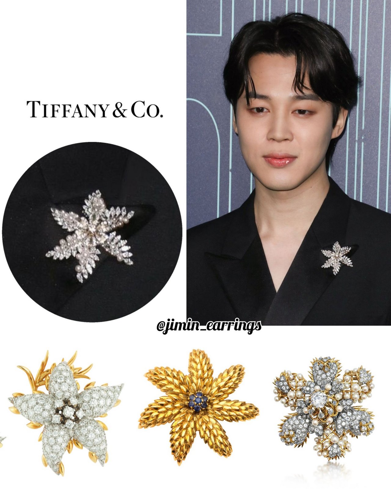 Jimin Tampil Maskulin Serba Hitam, Penampakan Bros Klasik Tiffany & Co Tuai Sorotan