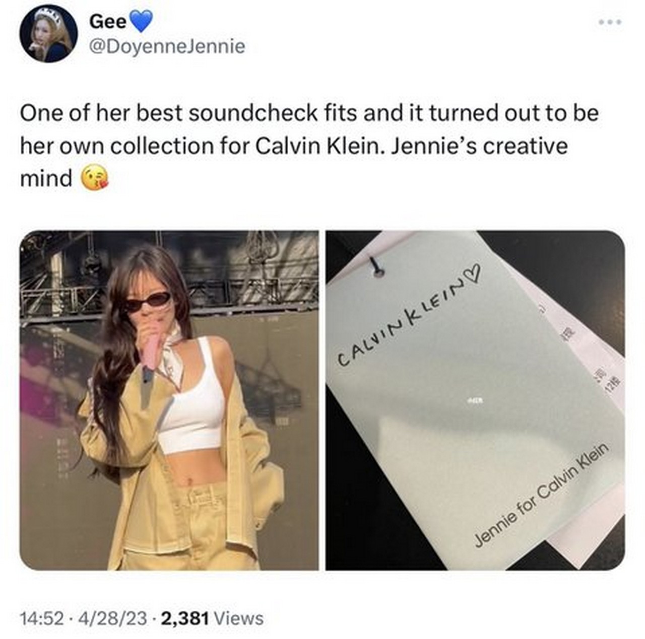 Dibuatkan Lini Pakaian Sendiri, Perlakuan Spesial Calvin Klein ke Jennie Jadi Perbincangan Hangat