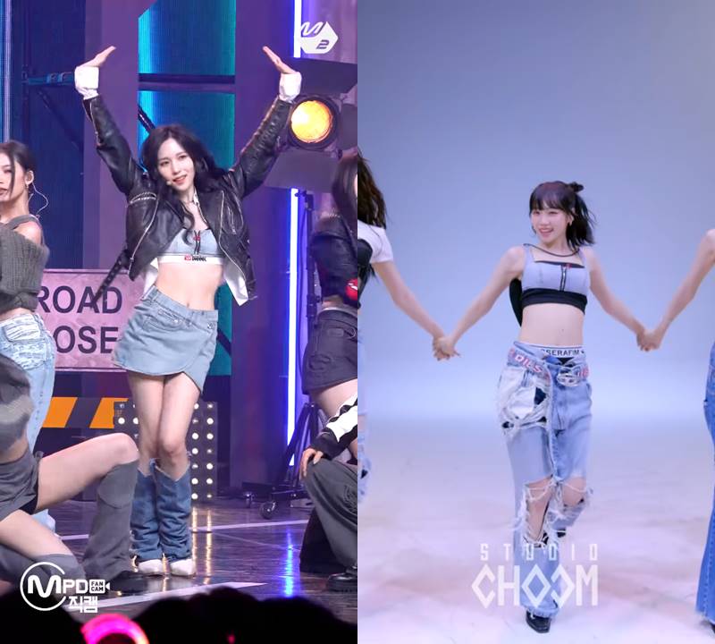 Mina TWICE dan Chaewon LE SSERAFIM mengenakan outfit yang sama di promosi comeaback