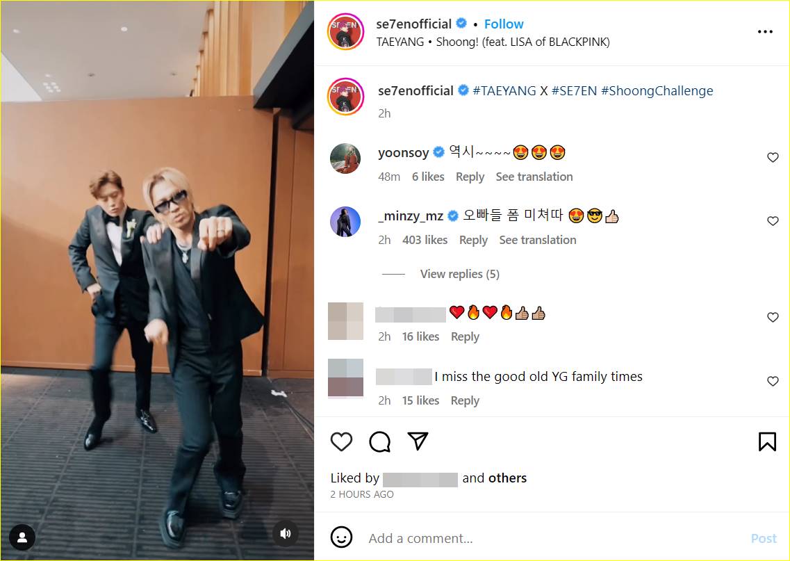 respons dari \'Shoong!\' challenge Taeyang BIGBANG dan Se7en