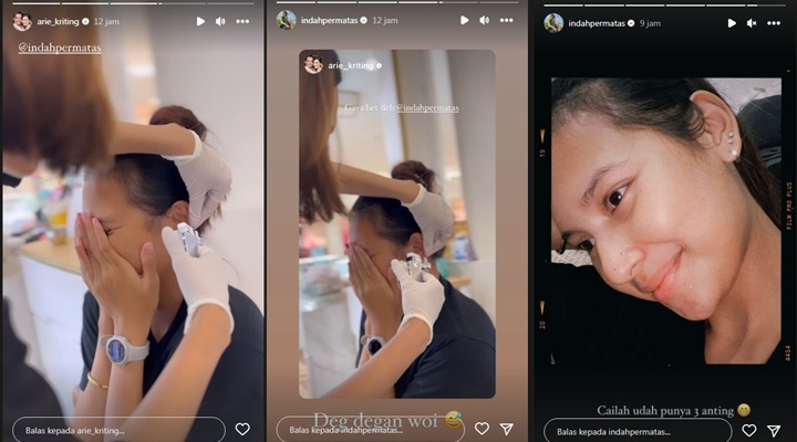 Indah Permatasari Tambah Tindik Telinga, Arie Kriting: Gaya Bet Deh