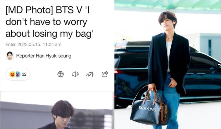V BTS Cerah Ceria Saat OTW Paris, Desain Tas Jadi Headline Kocak