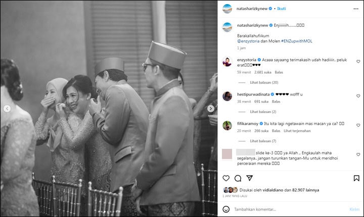 Pandangan Desta ke Natasha Rizki di Nikahan Enzy Storia Bikin Baper