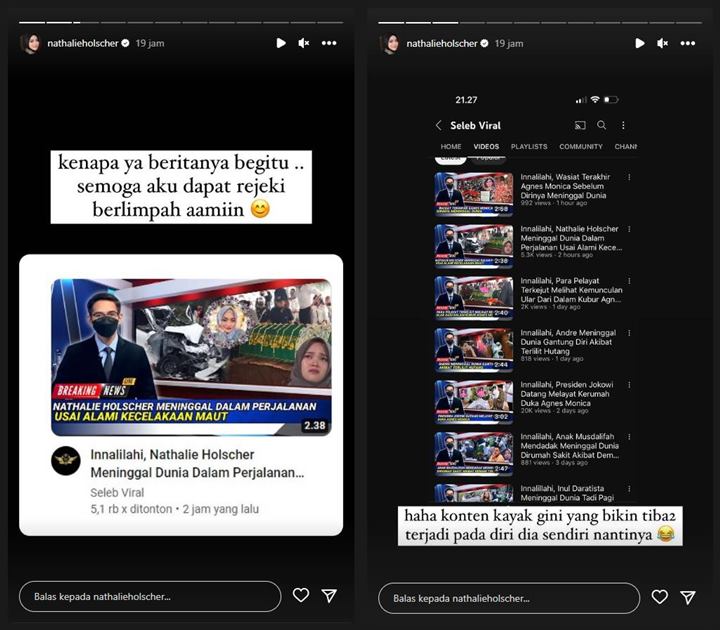Nathalie Holscher Beri Peringatan Nyelekit Usai Dijadikan Konten Hoaks