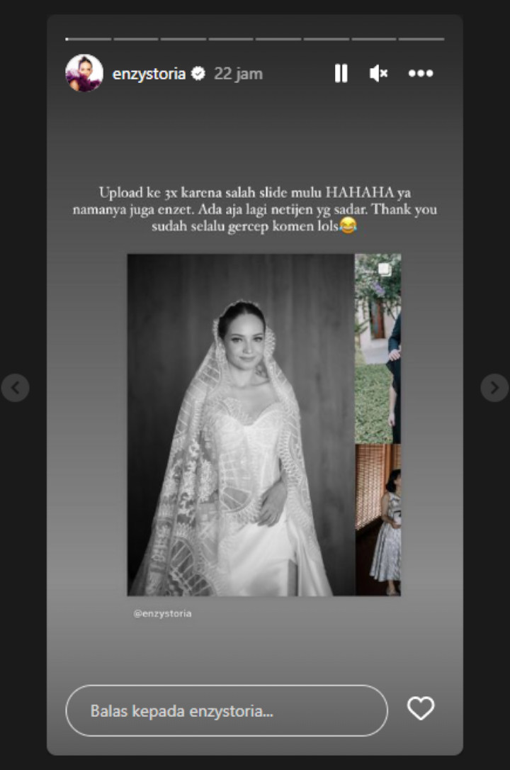Bikin Ngakak, Enzy Storia Terciduk Bolak-Balik Salah Upload Foto Pernikahan
