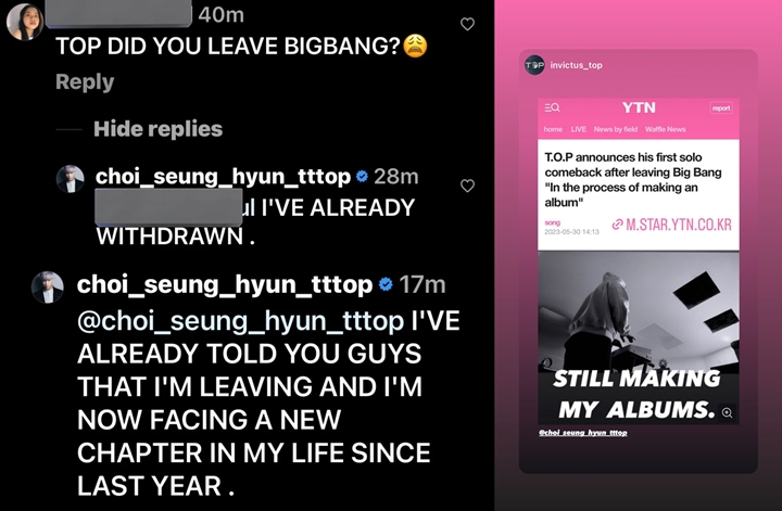 T.O.P Konfirmasi Sudah Tinggalkan BIGBANG