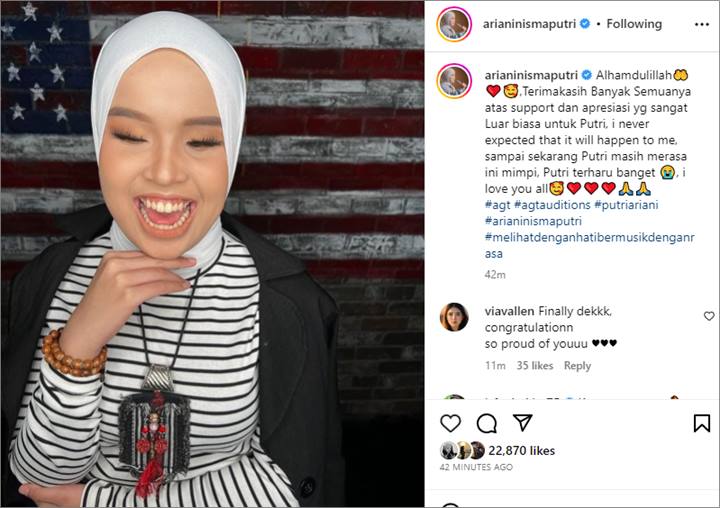 Putri Ariani Merasa Bak Mimpi Usai Raih Golden Buzzer di America\'s Got Talent Sampai Banjir Support