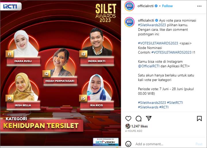 Ada Irish Bella-Ria Ricis, Inara Rusli Campur Aduk Namanya Juga Masuk Nominasi \'Kehidupan Tersilet\'
