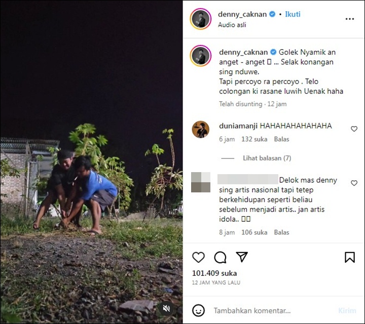 Aksi Denny Caknan Nyolong Ketela Malam-Malam Sukses Bikin Anji Ngakak